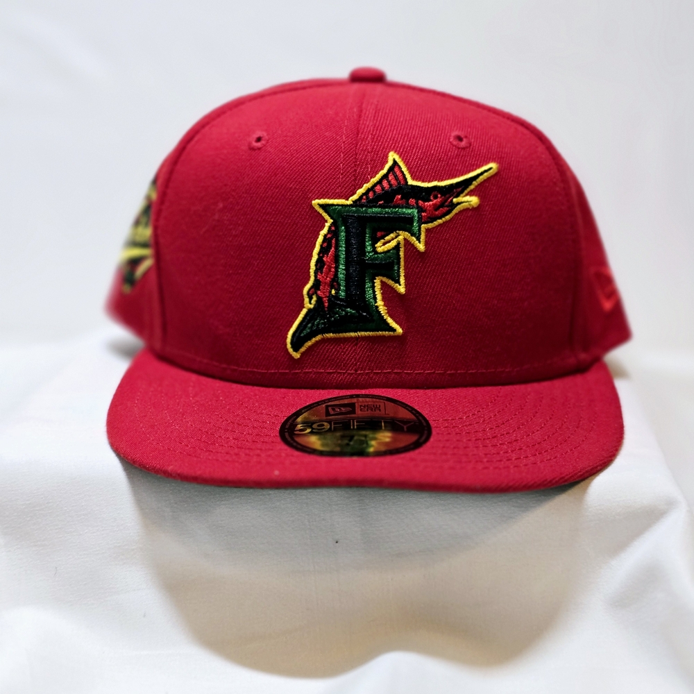 New Era Red Fitted Cap with Embroidered Logo